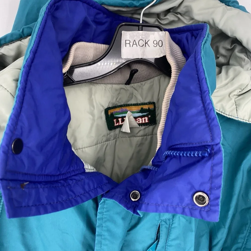 Vintage 80s L.L. Bean Penobscot Parka Teal Hooded Jacket No Size USA Made
